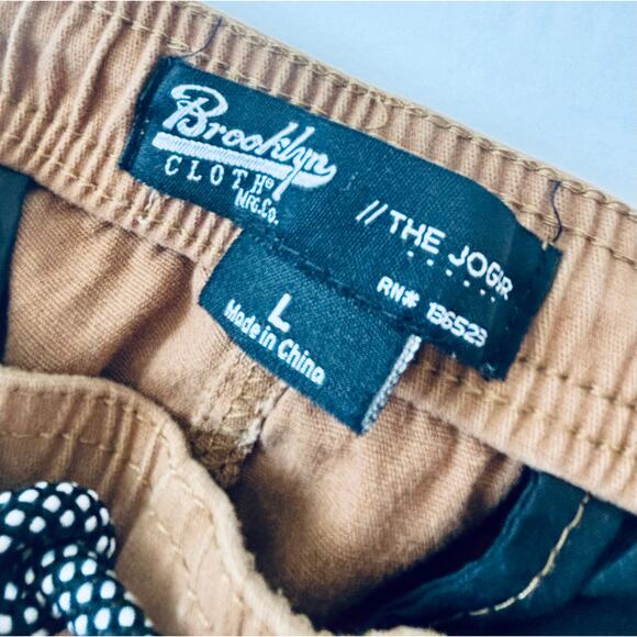Brooklyn Cloth Moto Jogger Pants Mens Sz Large Brown Rust Drawstring Side Pocket - Picture 3 of 4